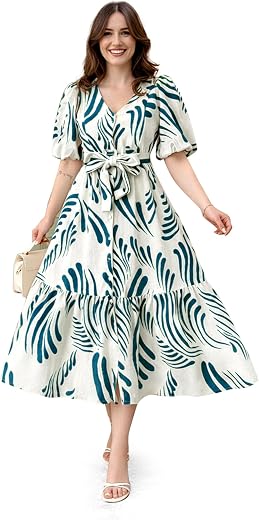 Jwalin Women's Rayon Printed Midi Dress|Dress for Woman|Dresses|Western Dress|One Piece Dress