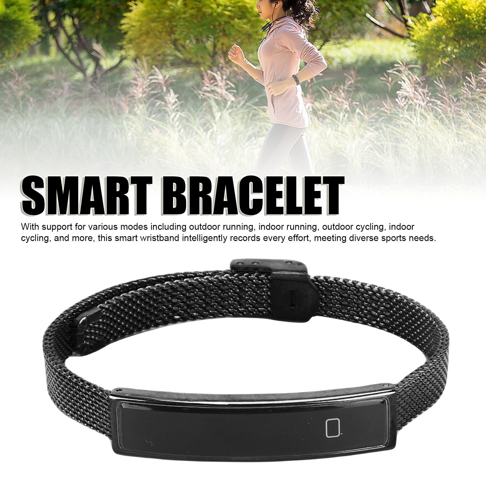 Tracker Fitness Impermeabile Sottile, Monitoraggio Battito Cardiaco, Contapassi per Palestra, Corsa, Uomo Donna Bambino, Silicone, 1 Pezzo, iOS BT 5.3, Sonno, Calorie
