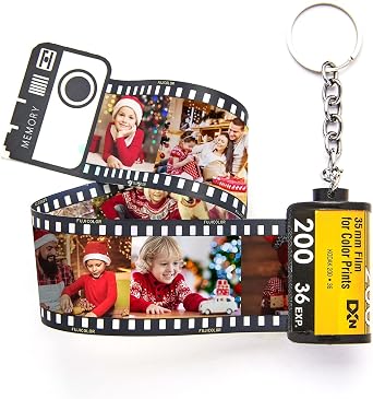 VEELU Film Roll Keychain Custom Keychain with Picture Personalized Camera Memory Reel Keychain Photo Keyring