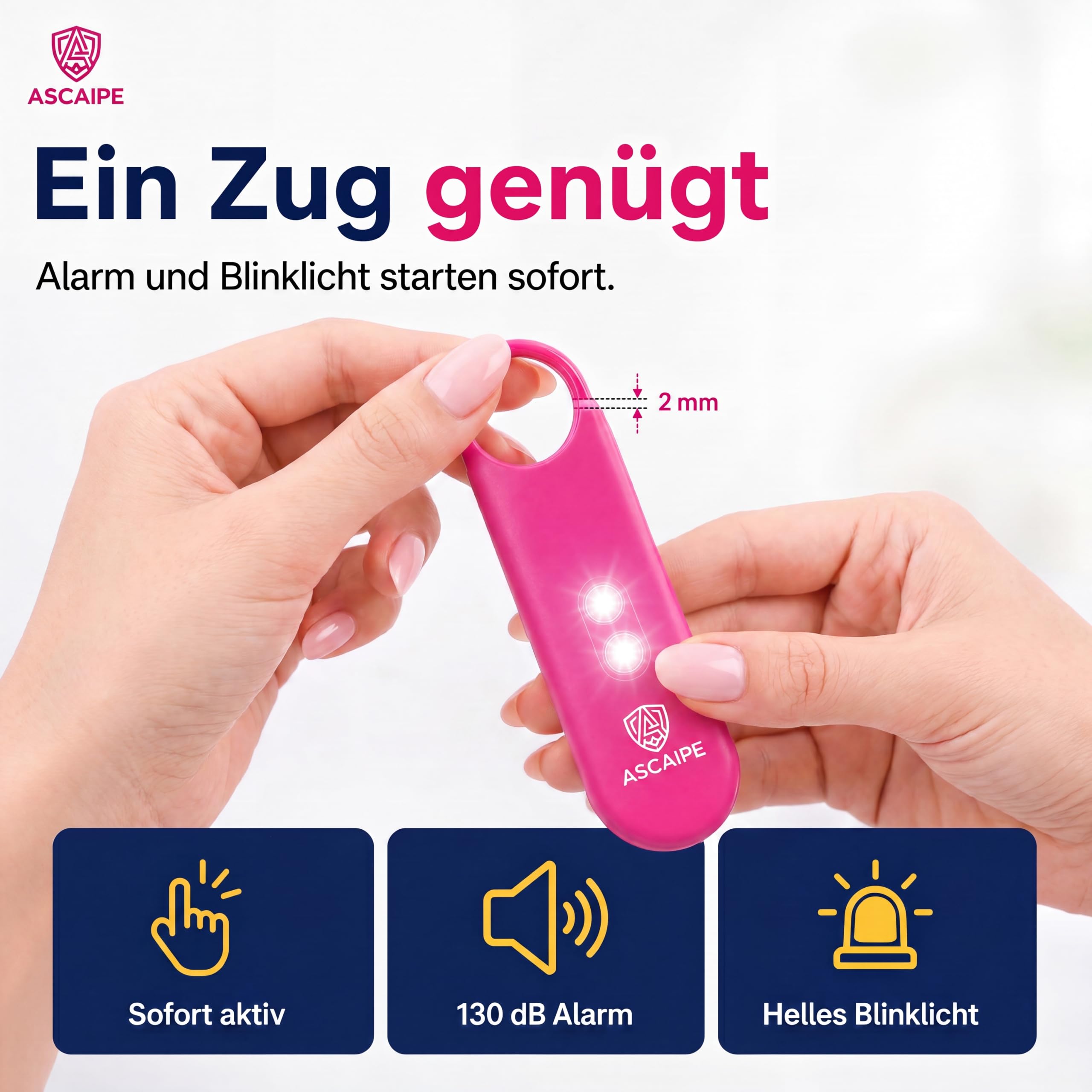 Alarma de bolsillo de 130 dB con luz estroboscópica LED, paquete familiar, 2 negros, 2 rosas | Para toda la familia: 2 negros, 2 rosas, 130 dB cada alarma, 2 altavoces, luz estroboscópica LED, recargable y a mano