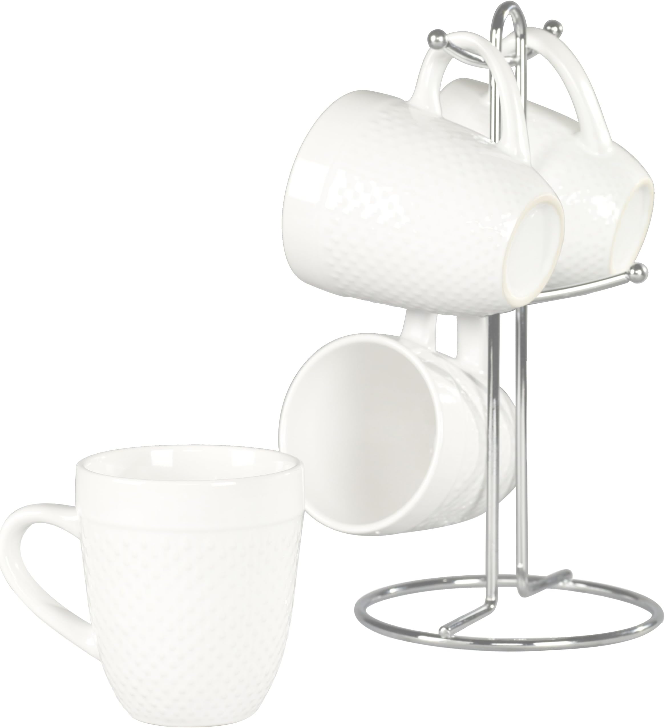TTU Gallery Set of 4 Mug Tree, Hobnail White