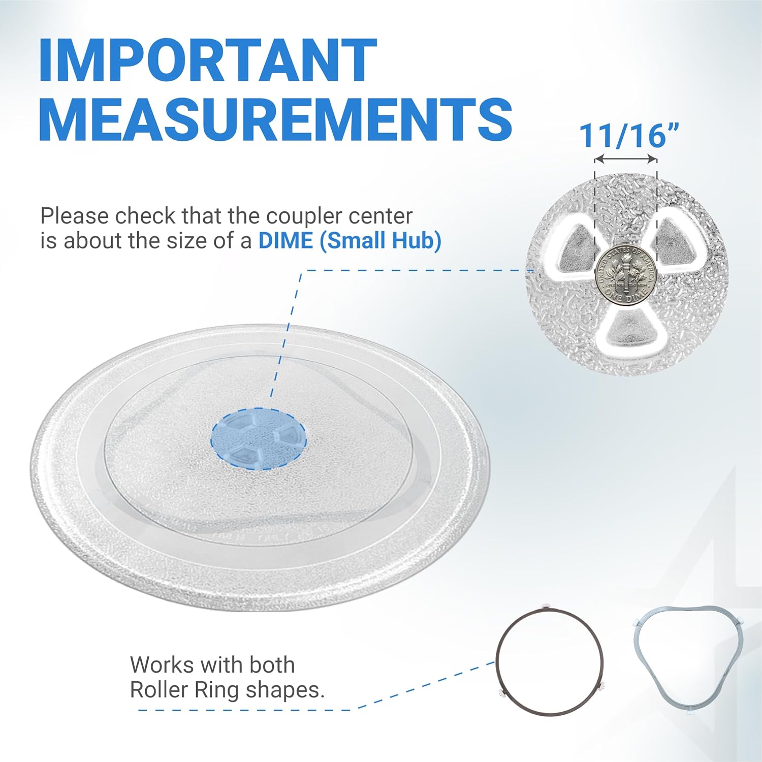 12" Microwave Glass Turntable Plate Replacement 30.5cm by BlueStars - Fit for KitchenAid Maytag Whirlpool Amana - Replaces W10337247 W11367904 W11335034 W11443145 W11291538 - Durable Y-Type Tray