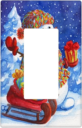 Miniatura 12 de Cubierta de interruptor de luz dúplex de 1 banda, cubierta decorativa de Navidad con copos de nieve rojos, placa frontal decorativa para cocina