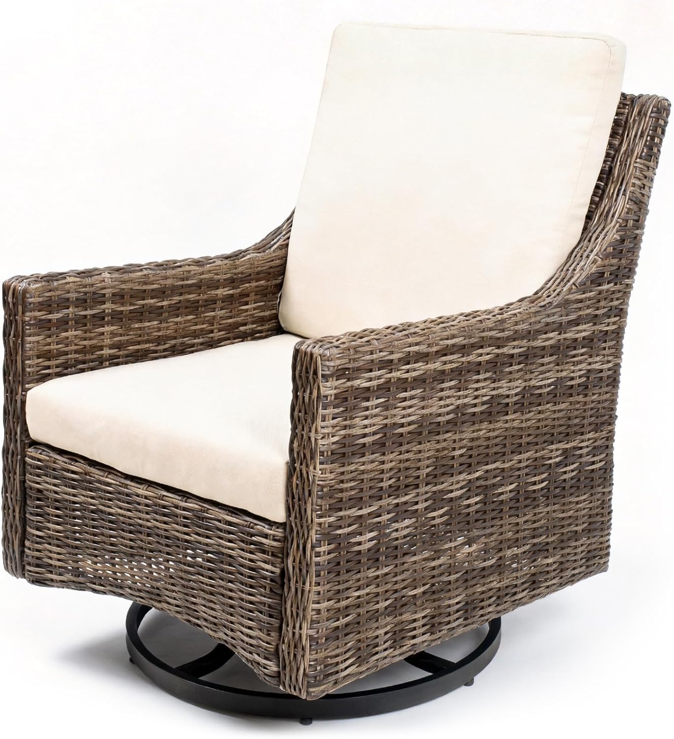 Outdoor Swivel Rocker Chair, Patio Chair with Premium Cushions, High Back Wicker Patio Rocking Glider for Deck, Porch, Yard & Poolside