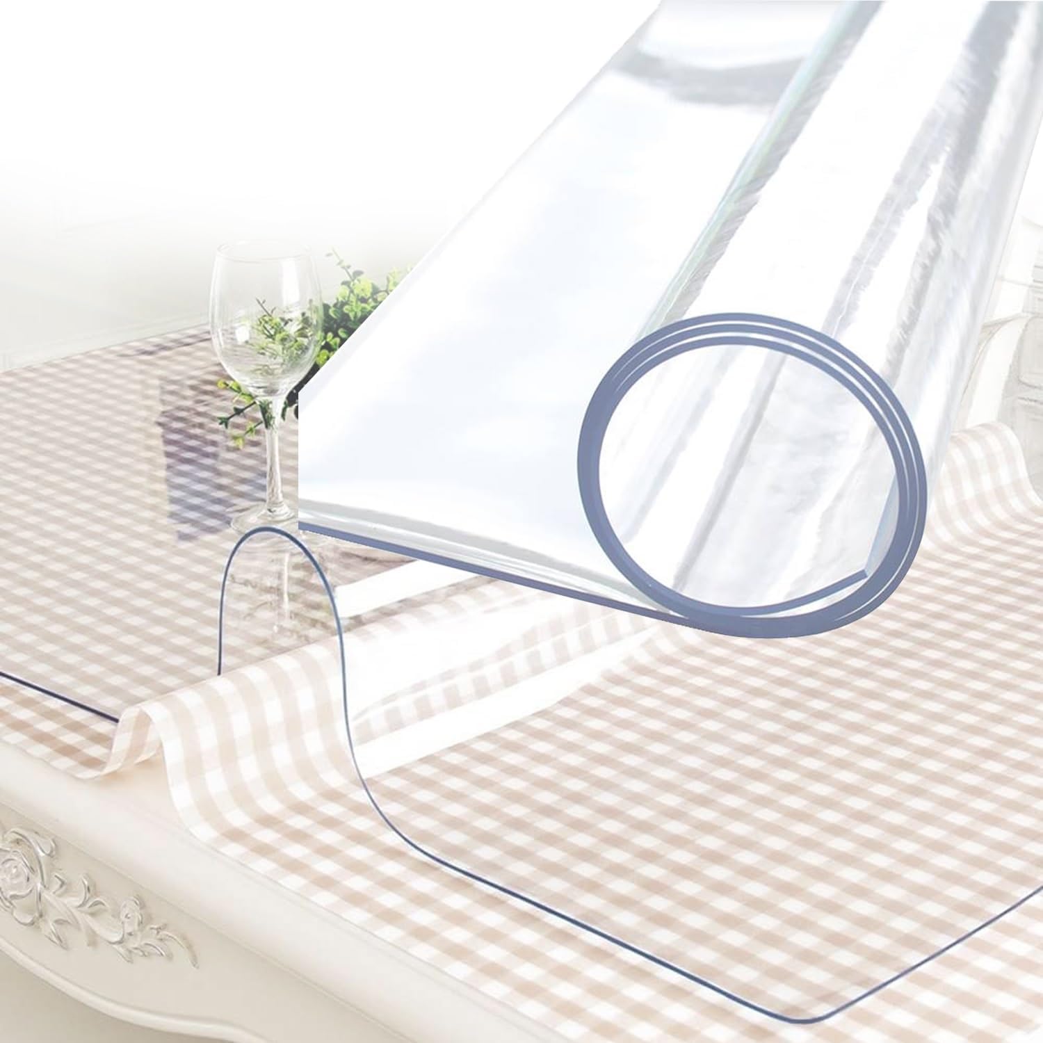 1.5mm Thick Table Cover Protector Mat Pad 16x24 20x39 27.5x47 31.5x55 35x63 in Clear Desk Mats Plastic Tablecloth Dining Table Pads for Kitchen Wood (Size : 31.5x51in) 31.5x55in