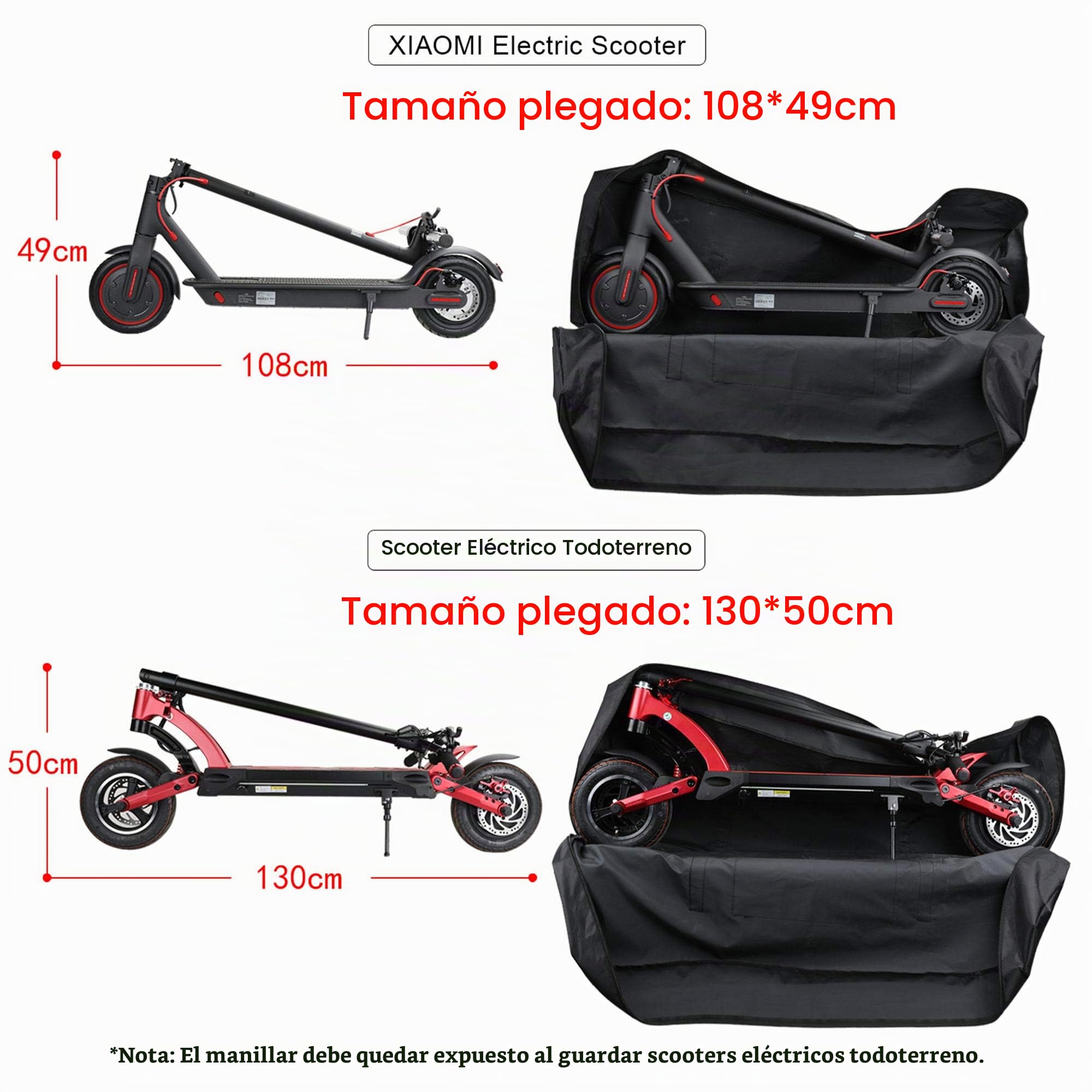 UBORSE Bolsa de Transporte E-Scooter Portable Bolsa para Patinete Eléctrico Funda de Transporte Plegable para Patinete Xiaomi Mijia M365 Segway Bolsa de Almacenamiento para Viaje
