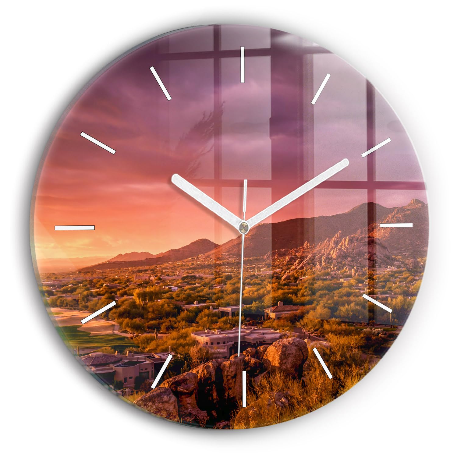 Horloge en verre silencieuse Wallfluent 30 cm aux couleurs vives durables
