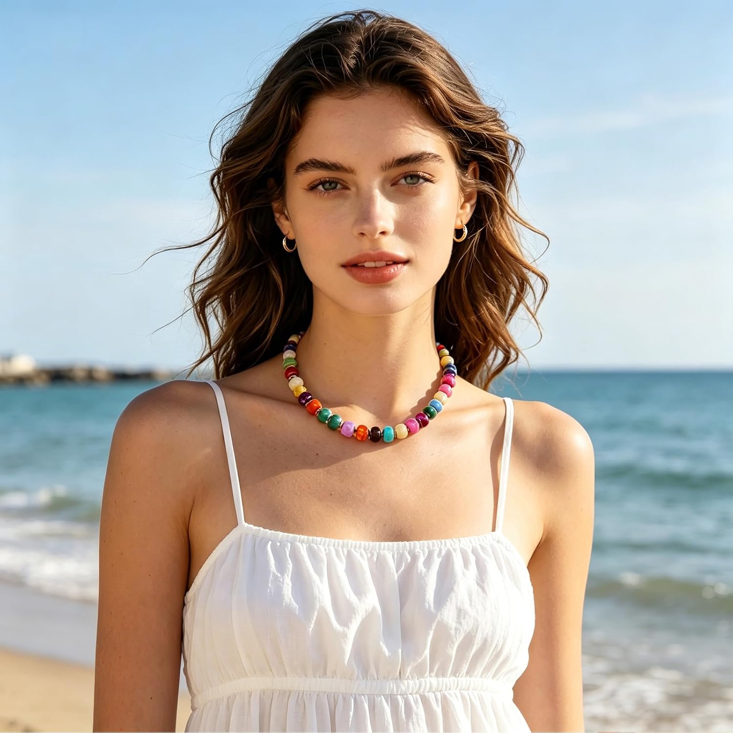 Chunky Heart Necklaces for Women Colorful Resin Beaded Necklaces for Women Gold Puffy Heart Statement Necklace Trendy Acrylic Choker Jewelry Gift
