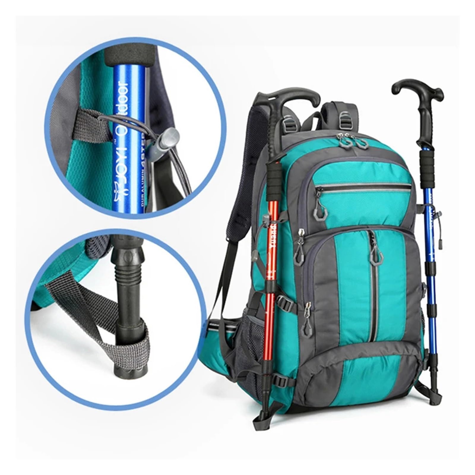 Reiserucksack 50L Nylon Rucksack Camping Tasche Outdoor Sport Wandern Trekking Klettern Reisen Schulter Reflektierende Schuhe Gepäck Outdoor Männer Tasche(Black)