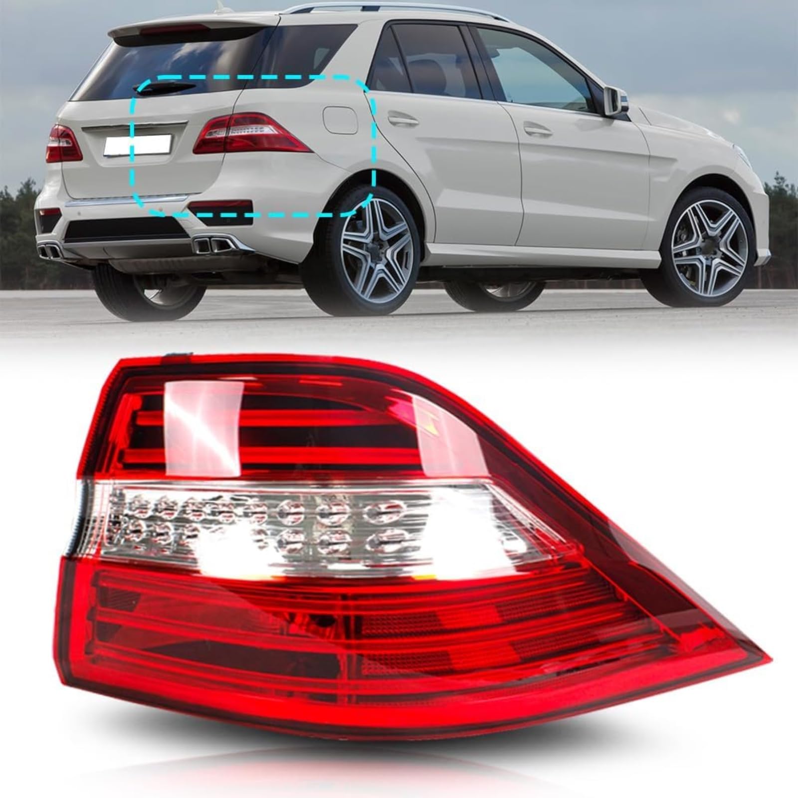CHELANGHU LED Tail Light Lamp Assembly W/Bulbs Suitable for Mercedes-Benz W166 ML350 ML550 2012 2013 2014 2015 | Replace for 1669063401 (Passenger Side)
