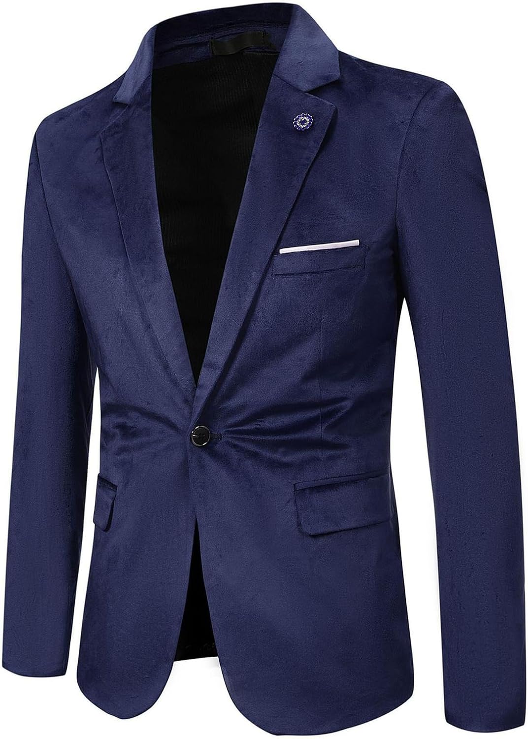 Spring Autumn Men's Casual Blazer Jacket, Slim fit Velvet Long Sleeve Banquet Tuxedo Top