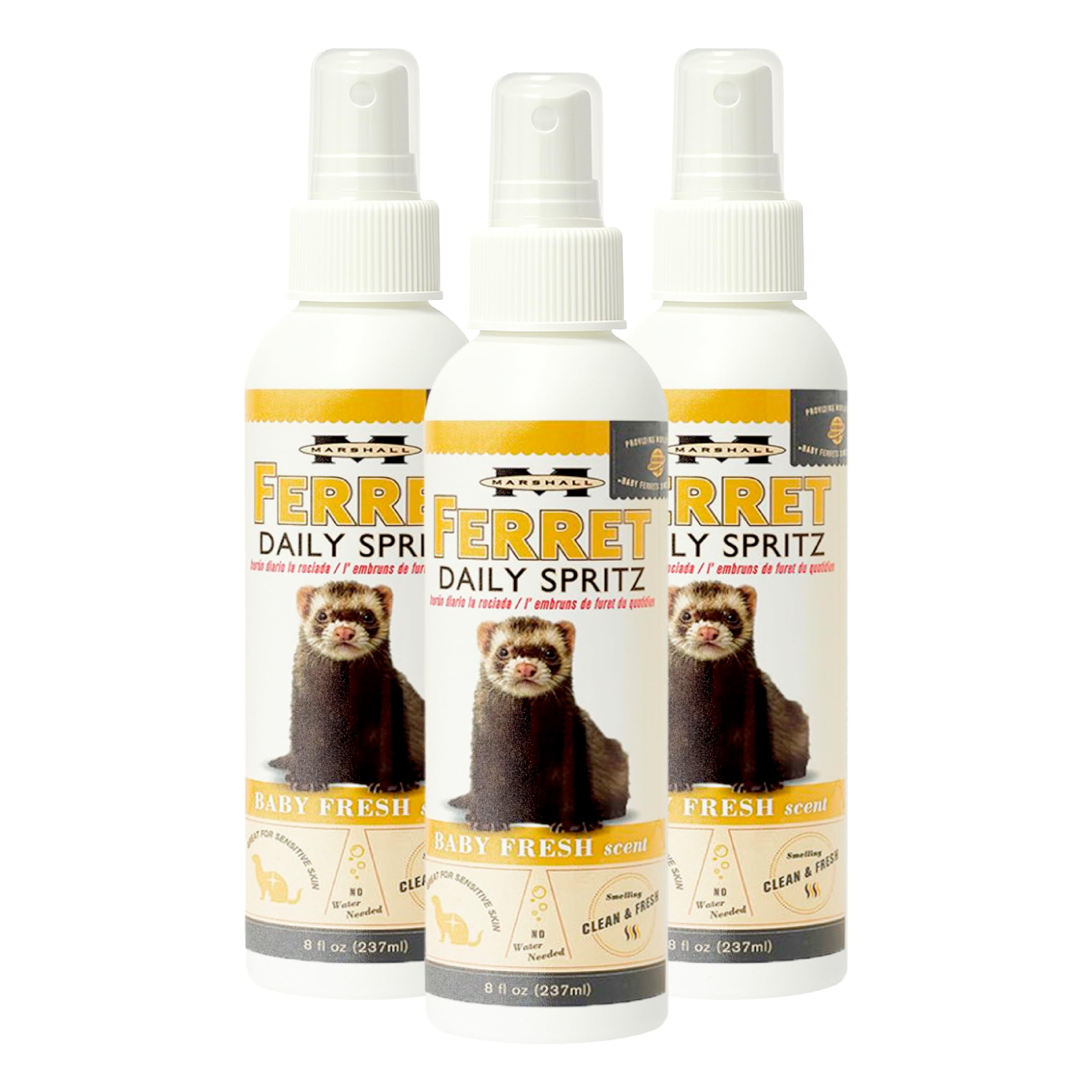 Marshall Ferret Daily Spritz Conditioner – 8 fl. oz – Gentle Daily Use Formula with Aloe Vera – Keeps Coat Soft, Shiny, and Fresh Between Baths – Pleasant Baby Fresh Scent