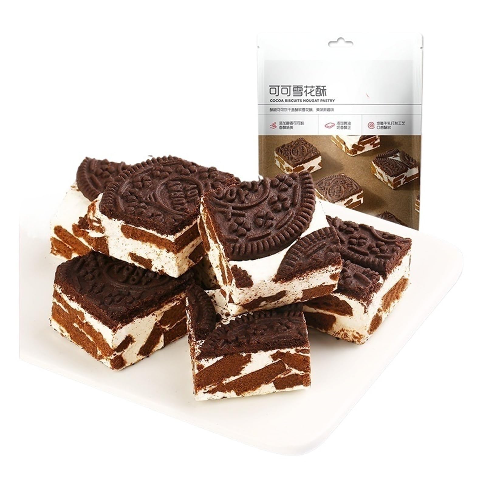 Galleta De Cacao A Base De Hierbas Copo De Nieve Crujiente 160g Caja De Calibre 22 Paquetes De Internet Celebridad Pastelería Casual Snack Vaca Leche Hojaldre Caramelo(3pcs)