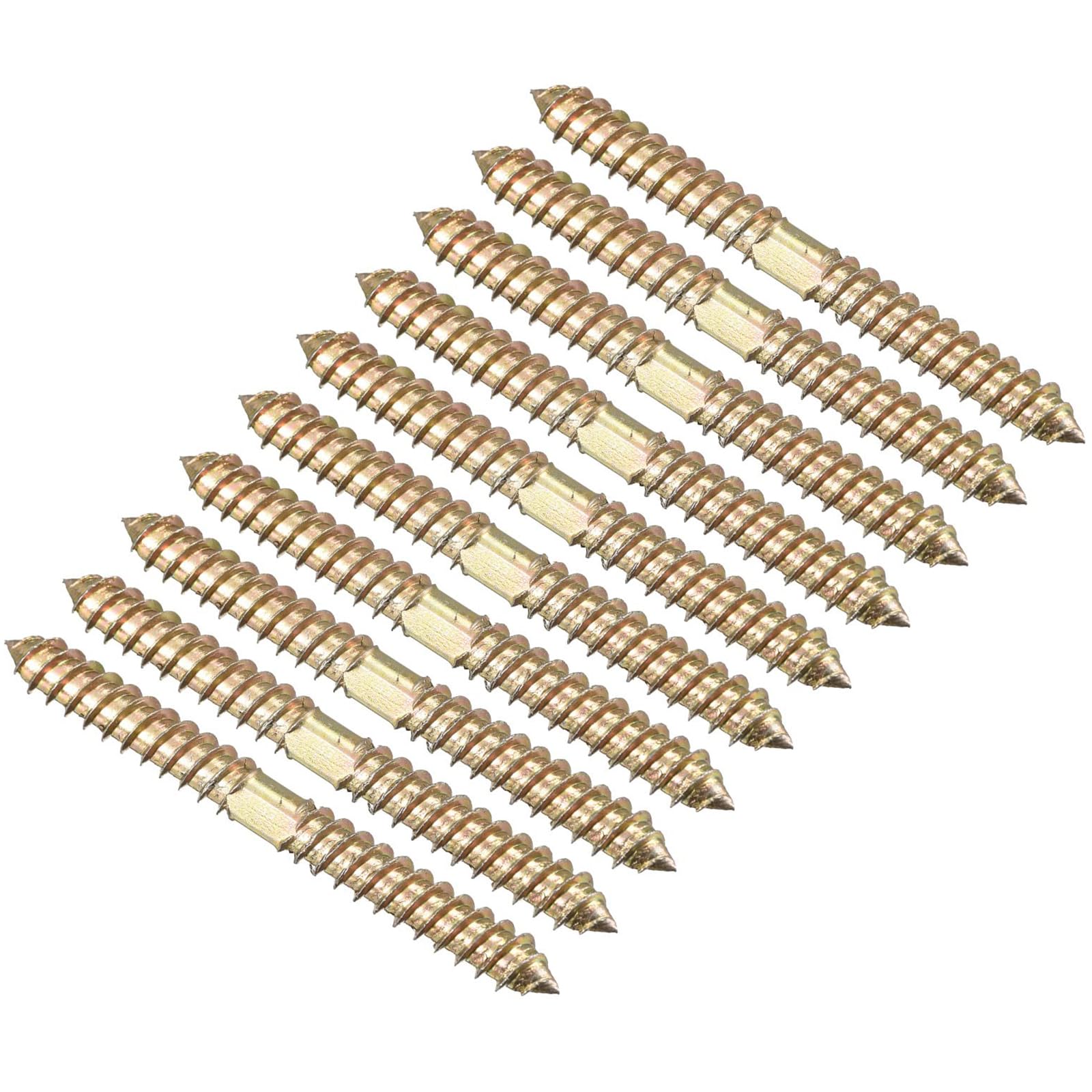 TOP-VIGOR 24Pcs Hanger Bolts, M8x80mm Double Ended Self-Tapping Thread Wood to Wood Dowel Screws, Double Ended Dowel Screws
