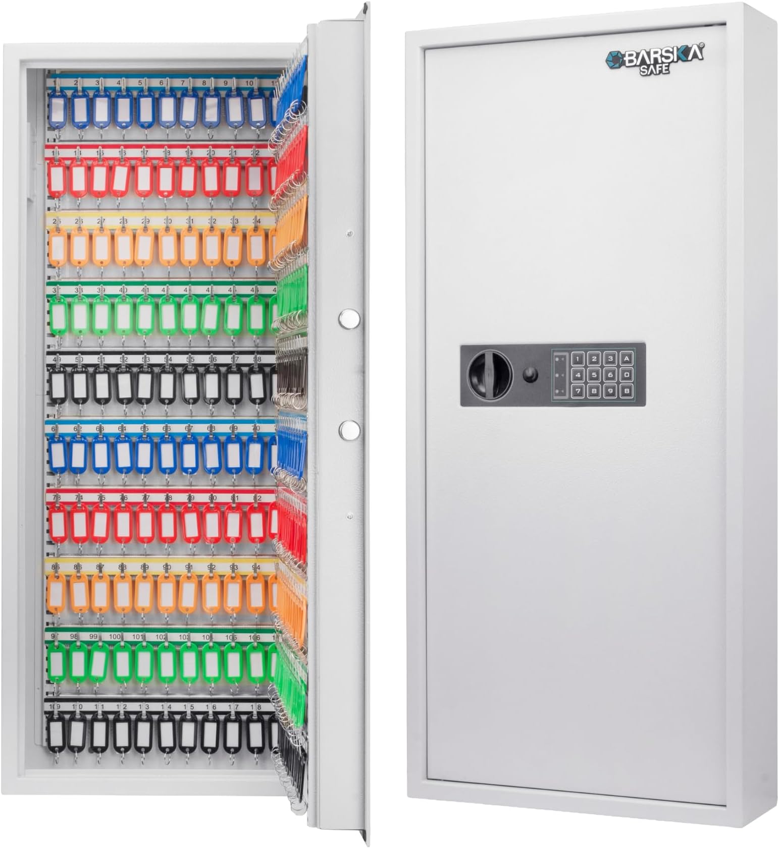 Barska Digital Electronic Keypad Wall Mount Key Safe Cabinet with Adjustable Shelves & Deposit Slot for Key Storage & Organization