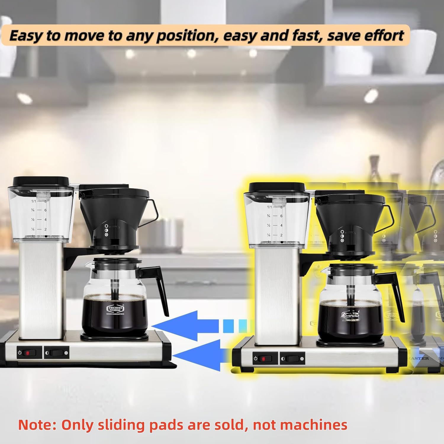 Sliding Pad for Moccamaster Coffee Machine - Smooth Glide with Anti-Slip Base Fit for Technivorm Moccamaster 53923 KBGV 79112 KBT 59691 KB,Easy to Slide on the Kitchen Countertopp