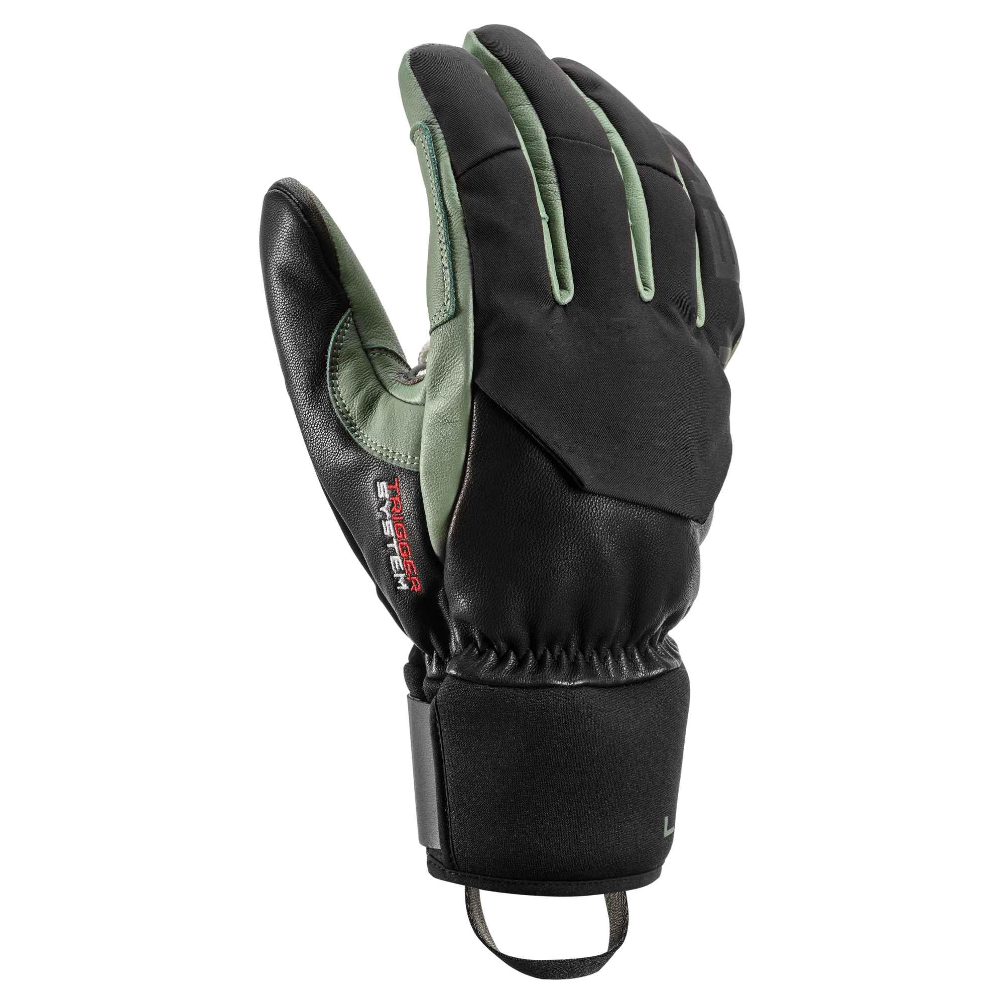 LEKI Hevon 3D Alpin - Guantes con gatillo 3D, Color Negro y Verde