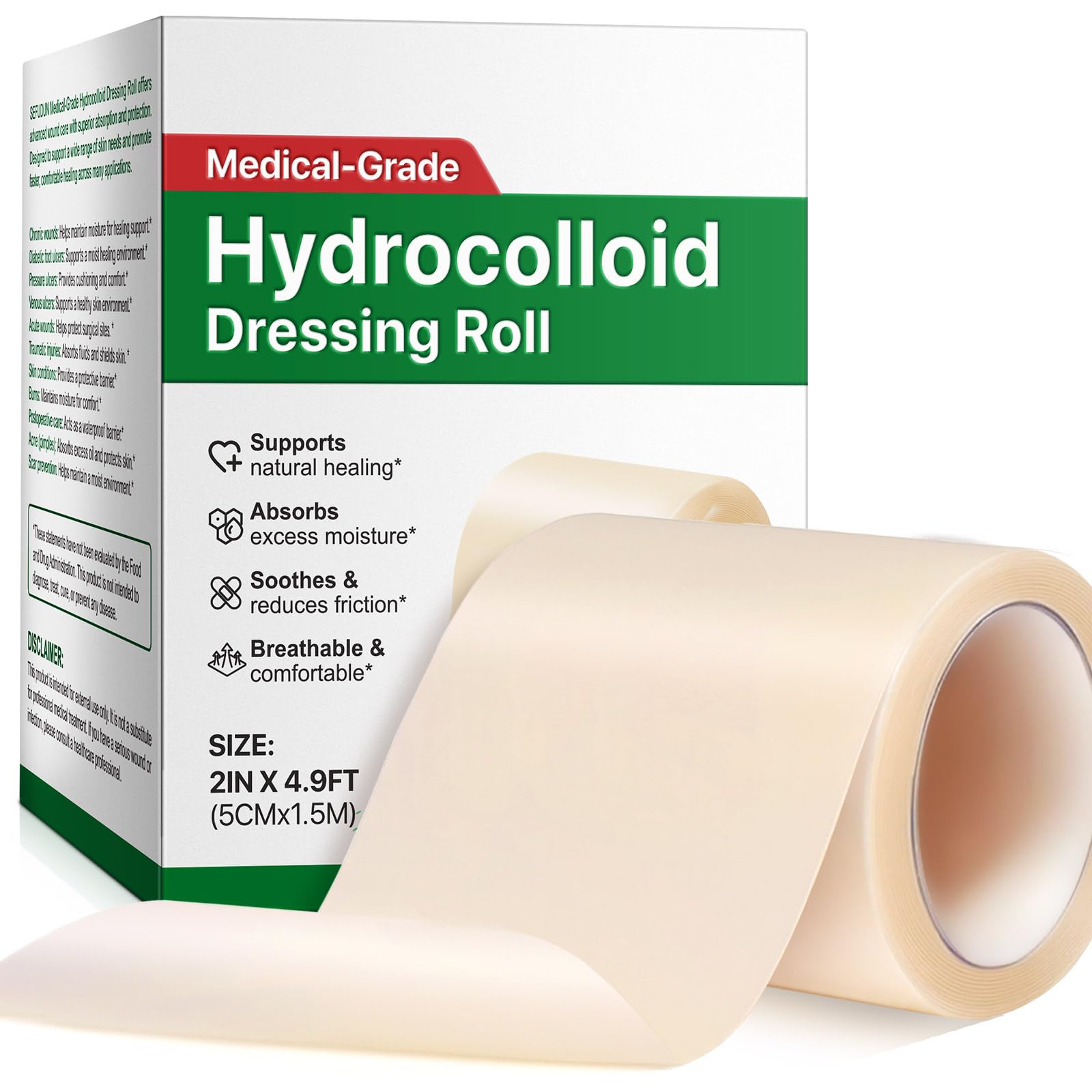 Hydrokolloid Pflaster Rolle, Selbstklebend, ultra absorbierend und wasserdicht - maßgeschneiderte DIY-Dressing für Blasen, Verbrennungen, Akne - Gel-Bandage-Tape, Hydrokolloid-Bandage