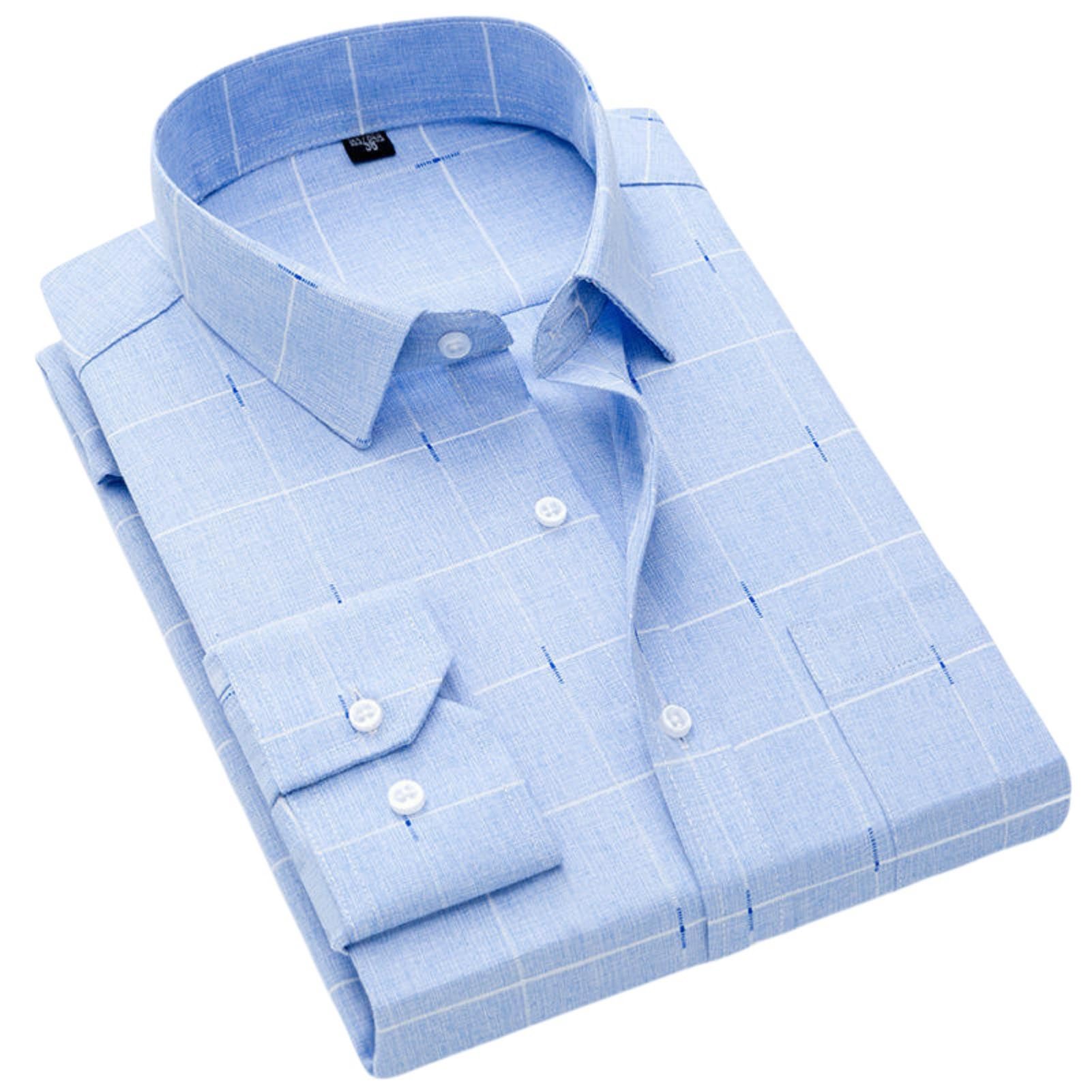 Herren Langarm Kariertes Business Casual Hemd