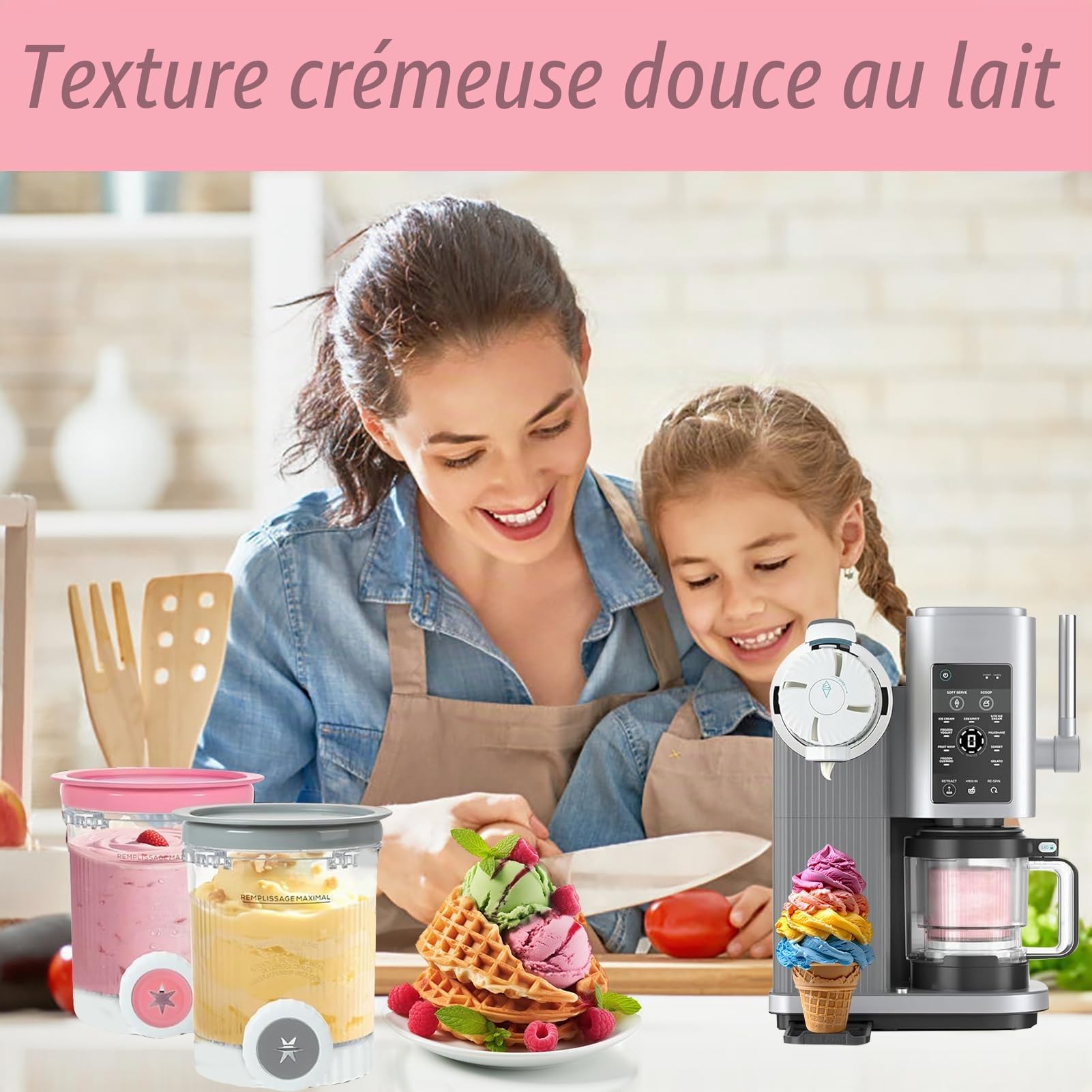Récipients à pinte de rechange pour machines à crème glacée Ninja Swirl NC700UK - Passe au lave-vaisselle - 473,6 g - Bleu + rose + vert + gris