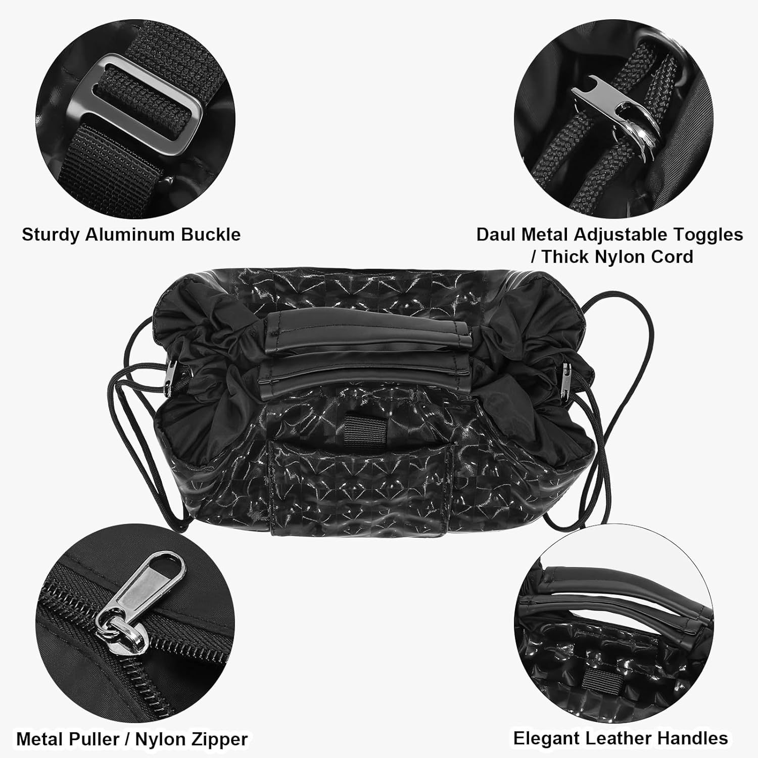 Vomgomfom 20 inch Drawstring Makeup Bag Open Flat,Waterproof Magic Cosmetic Pouch for Women,Tartan - Image 4