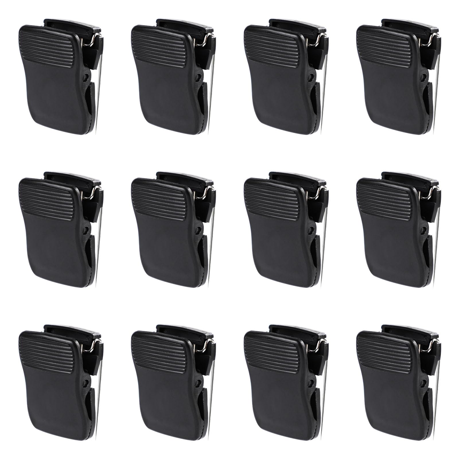 PEUTIER 12pcs Cubicle Clips, Cubicle Wall Clips Hooks Stainless Steel Cubicle Pins Fabric Panel Office Cubicle Accessories Hangers for Holding Messages Pictures Photos Notes Memos (Black)