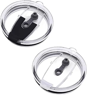 PIVHWIR 2 Pcs Replacement Tumbler Lids, Cover Replacemen Spill-proof Splash Resistant Travel Mug Lid Fits for Inner diameter 3.62 INCH Yeti Rambler, Ozark Trail, Old Rtic(White+Black) (30 OZ)