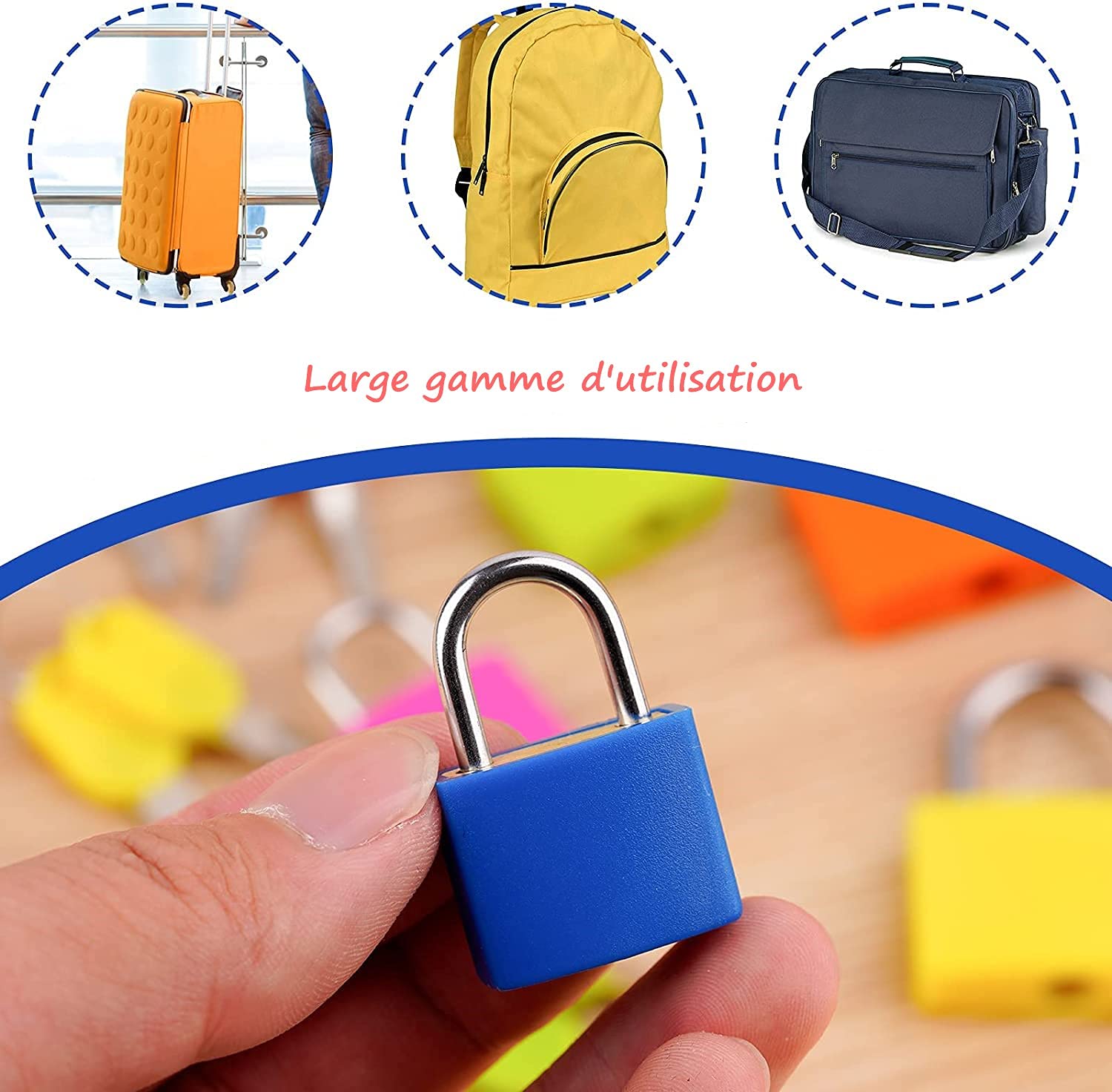 Androxeda 3 Pièce Mini Cadenas Valise avec 2 Clés Petits Cadenas à