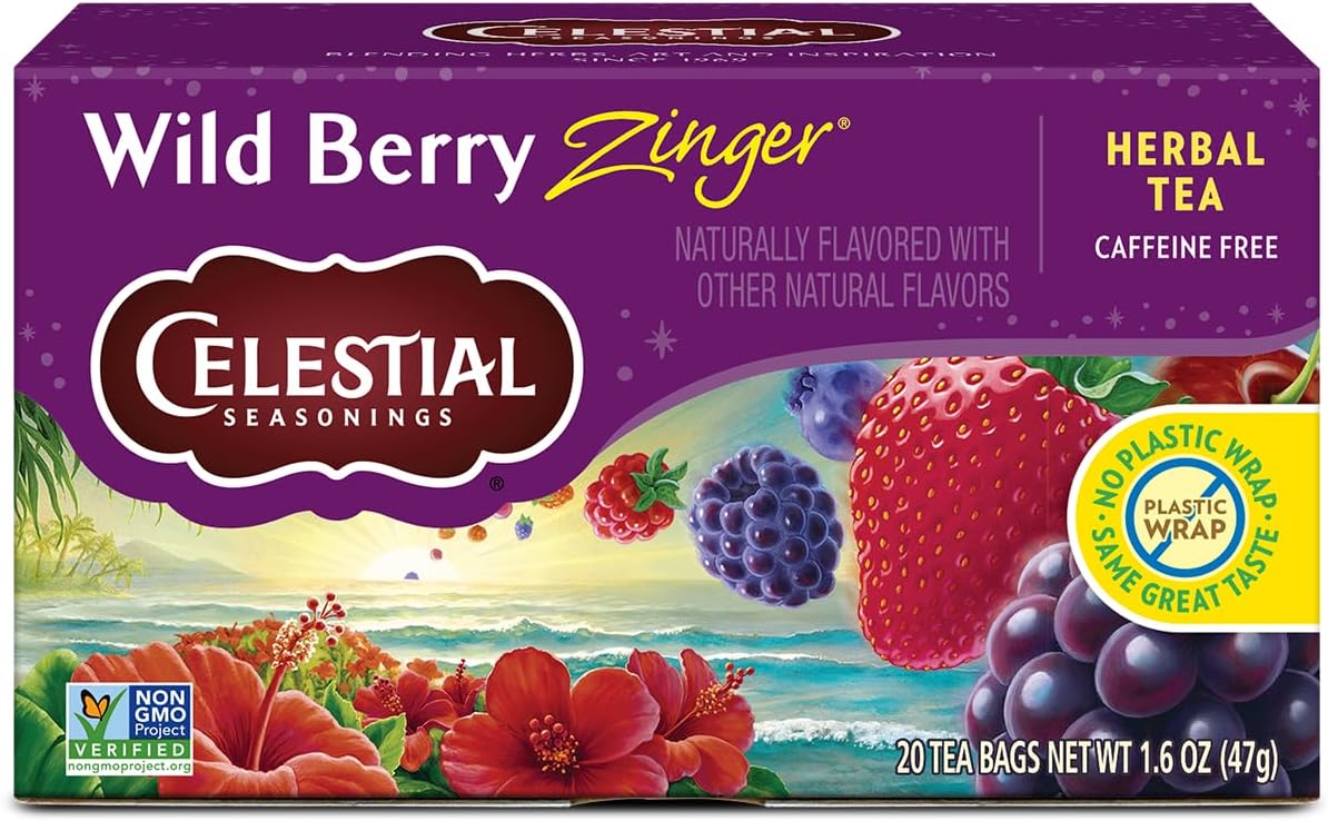 Herbal Tea With Wild Berry Zinger | Non-GMO Project Verified | Caffeine Free | 20 Tea Bags