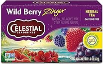 Celestial Seasonings Wild Berry Zinger Herbal Tea, Caffeine Free, 20 Tea Bags Box
