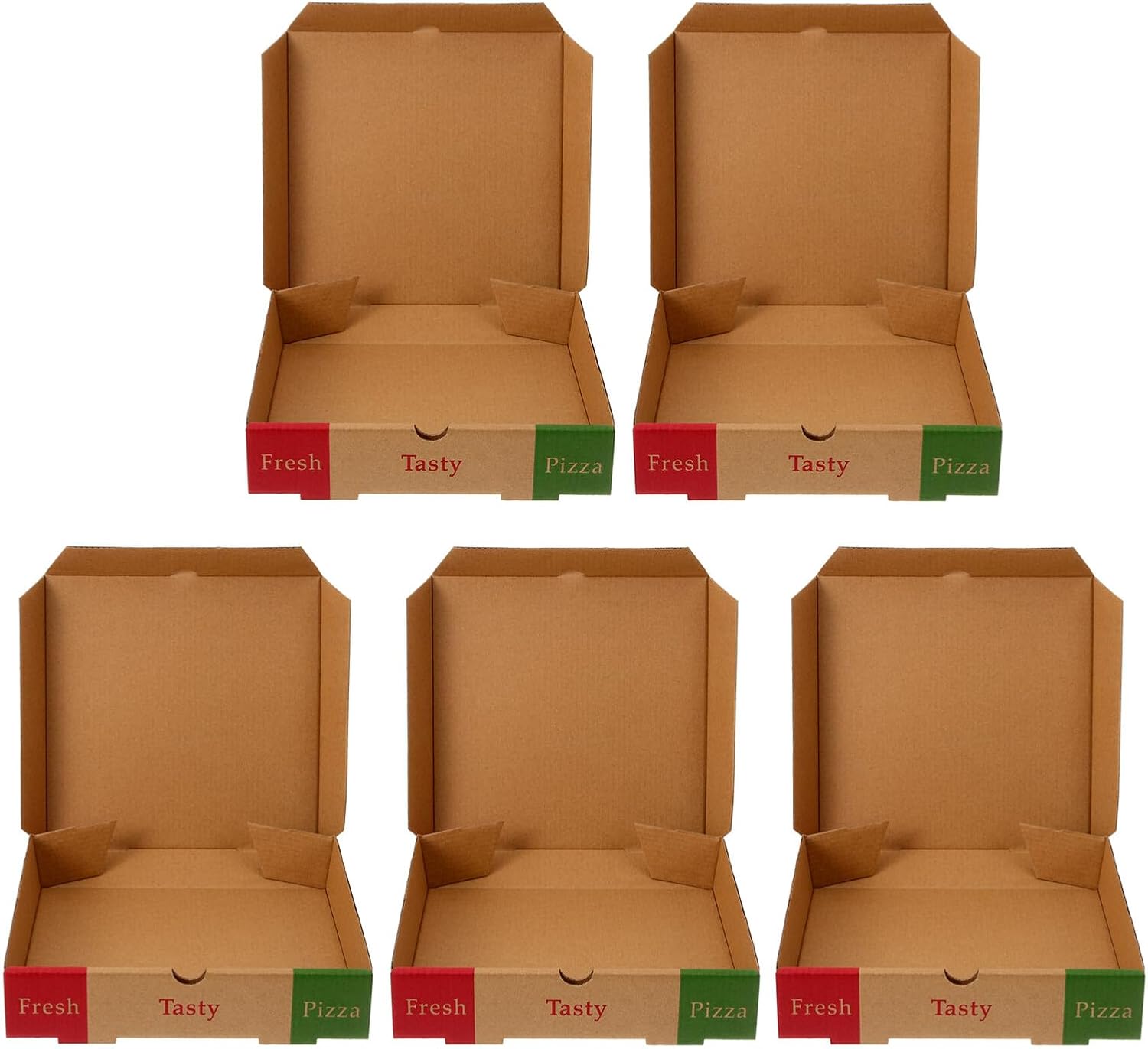 BESTonZON 5pcs 8 Inch Pizza Boxes Foldable Paper Cardboard Takeout Containers for Restaurant Food Party Supplies 21.5x21.5x4.5cm