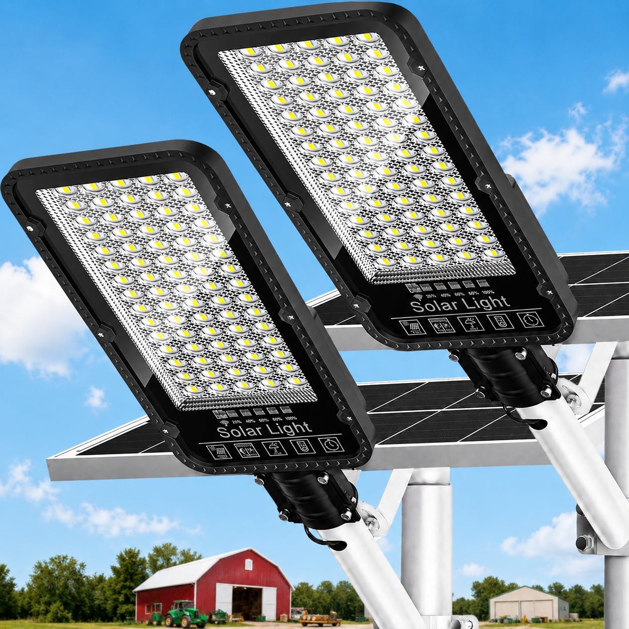 WYWNA Solar Street Light, IP66 Waterproof Commercial Solar Lights Outdoor