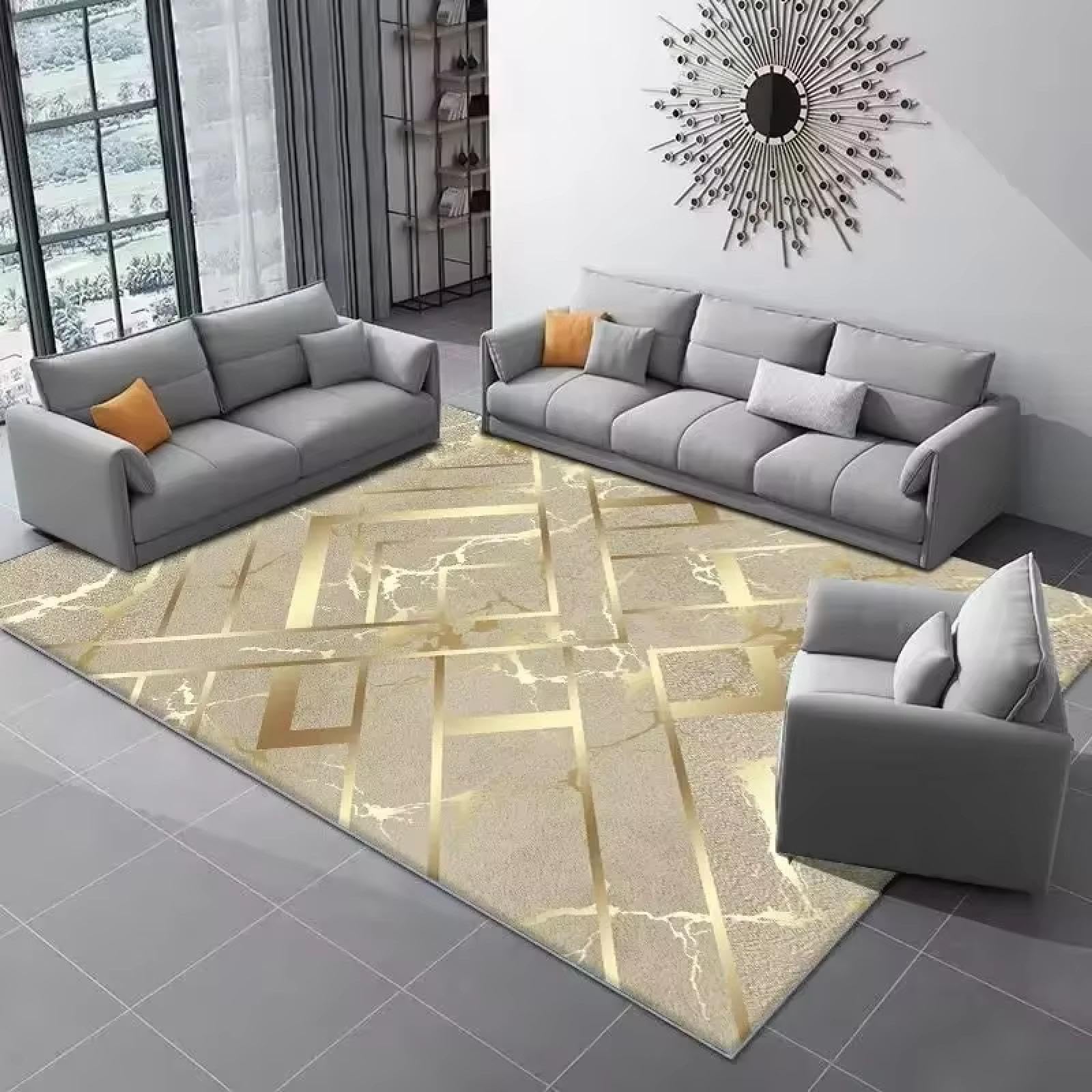 Tapis de luxe pour salon en marbre 90x120cm pour sol et canapé