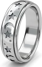 TJC Anxiety Fidget Ring for Men & Women, 925 Sterling Silver Meditation Spinner Ring, Anti Stress Rotating Worry Band Gift for Him Her, Platinum & 18K Vermeil Gold Plated Ring for Women, Comfort Fit