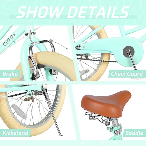 Miniatura 50 de Bicicleta para niños de 2 a 12 años de edad, niñas y niños de 12, 14, 16, 18 y 20 pulgadas, bicicletas retro con ruedas de entrenamiento, anillo de