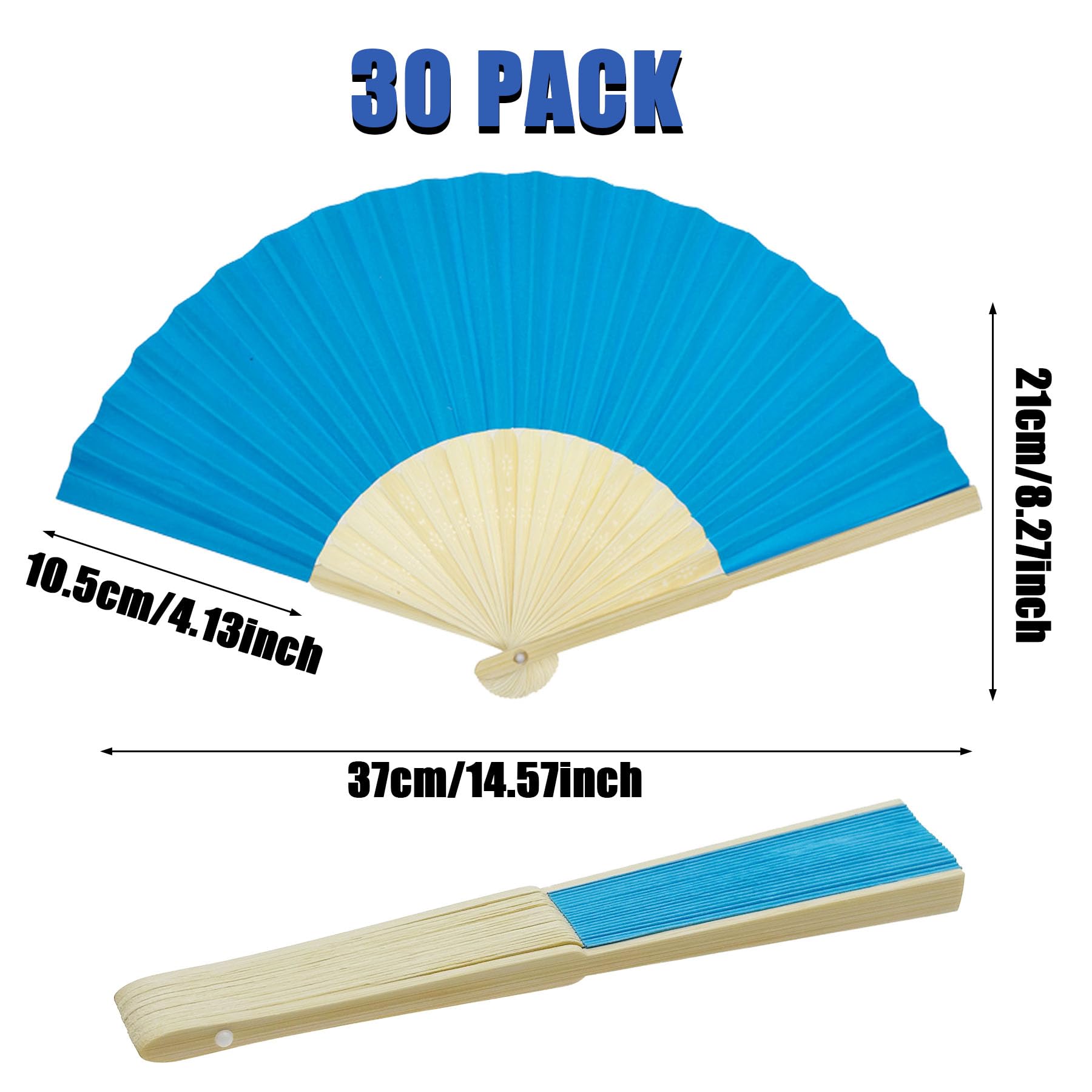 30 Stück Hand Fächer für Hochzeitsdeko,Taufe, Tanzaufführung | 15 farben | bambus & papier | leicht & faltbar | kühlt sofort | DIY bemalbar | für party, deko, fotos, feste, sommerhitze