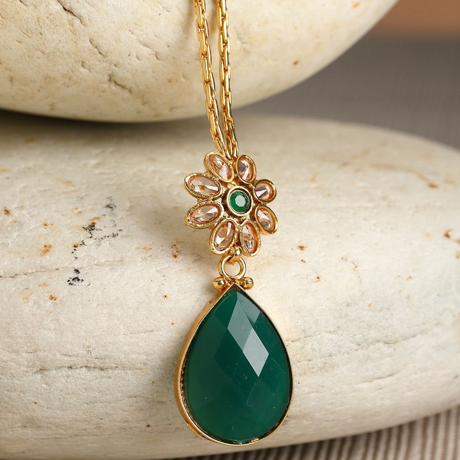 Gold-Plated Teardrop Long Necklace