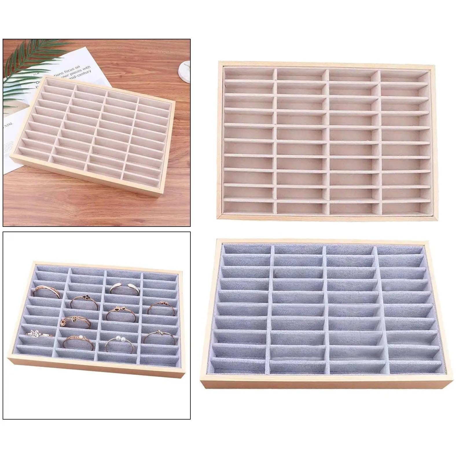 Organizador de exhibición de collares de 40 rejillas, bandeja de almacenamiento de joyas, caja for aretes Para Collares, Anillos, Brazaletes Y Pendientes(Style 1)