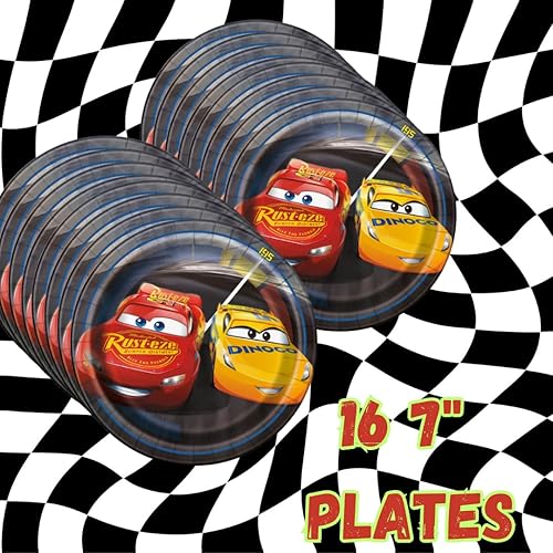 Miniatura 3 de Decoraciones de cumpleaños de autos con suministros de fiesta de cumpleaños de automóviles con decoraciones de cumpleaños de Lightning McQueen para