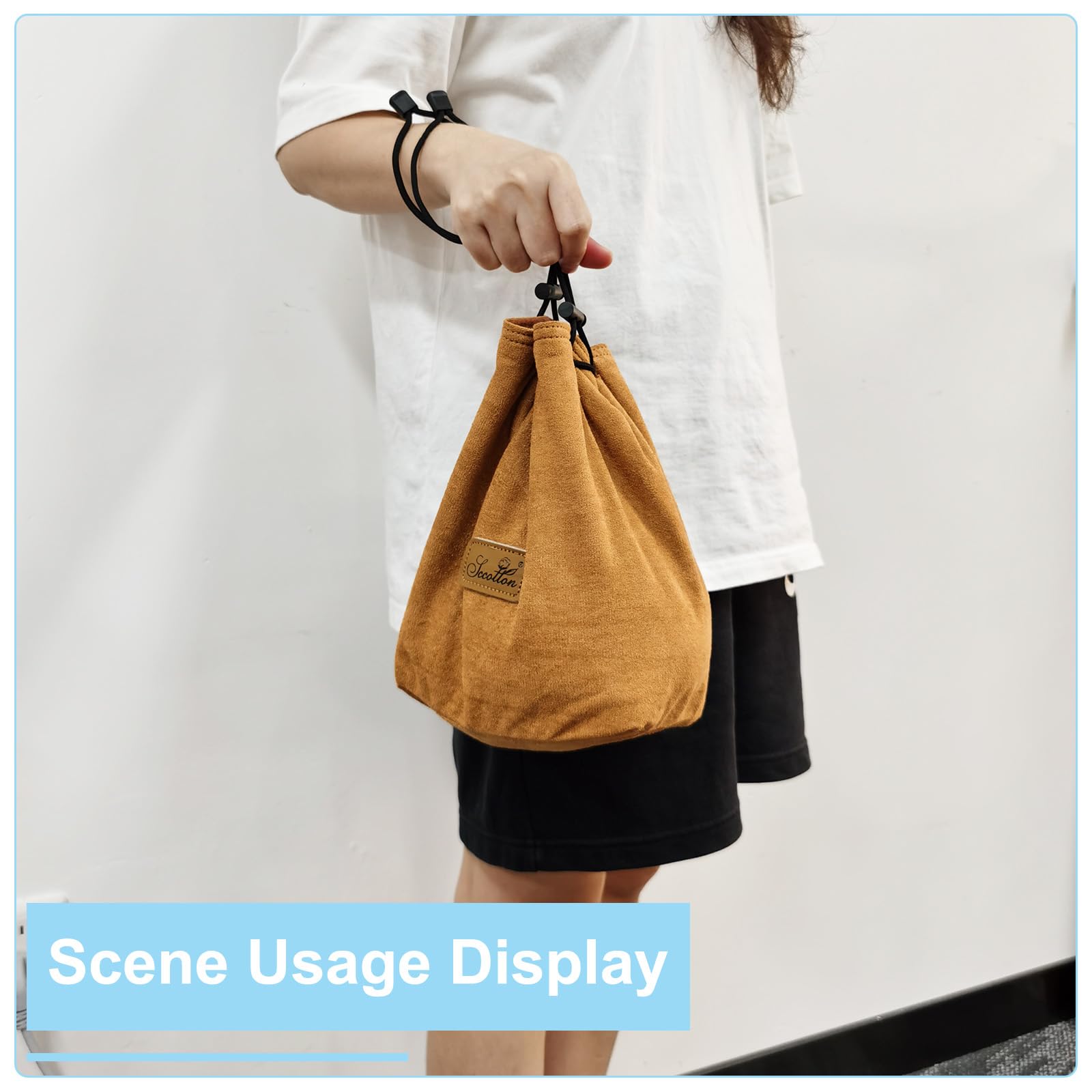 PATIKIL Pochette Souple pour Appareil Photo, Taille L, Étui de Protection Antichoc avec Cordon de Serrage en Flanelle Compatible avec Les Objectifs d'Appareil Photo Nikon, Bleu