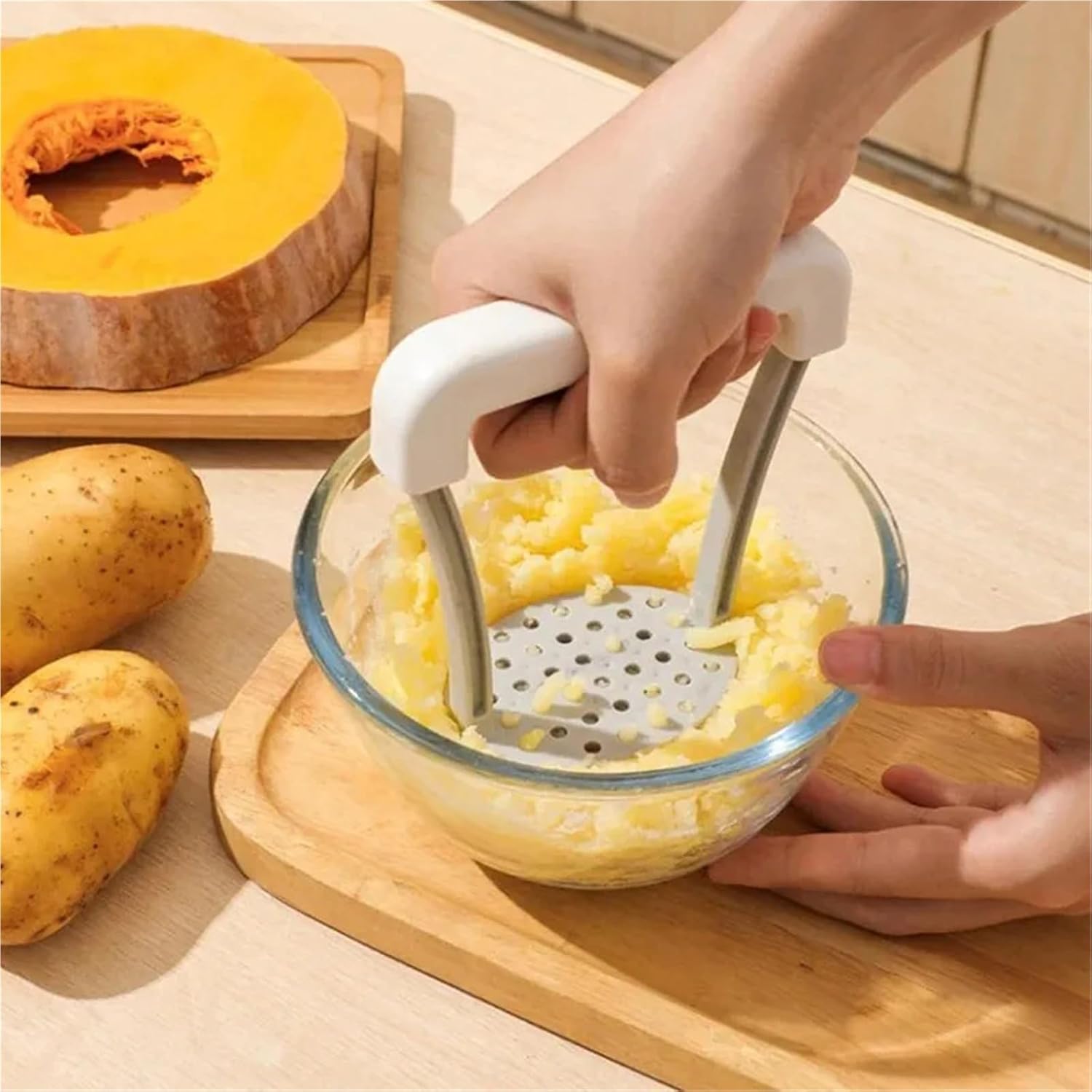 Manual Potato Masher & Ricer – Kitchen Vegetable Masher with Non‑Slip Handle