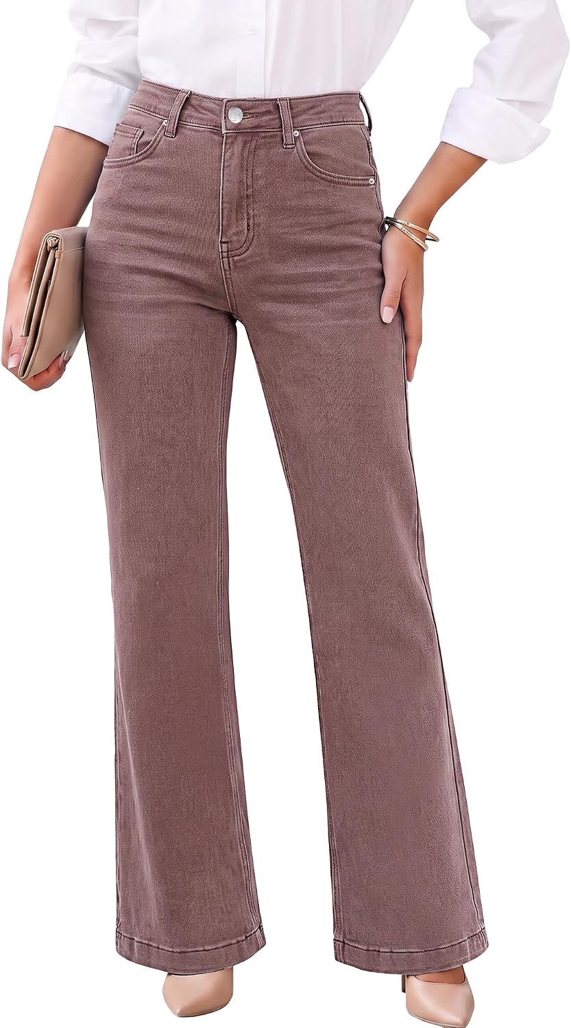 GRAPENT Flare Jeans for Women High Rise Wide Leg Baggy Stretchy Denim Pants