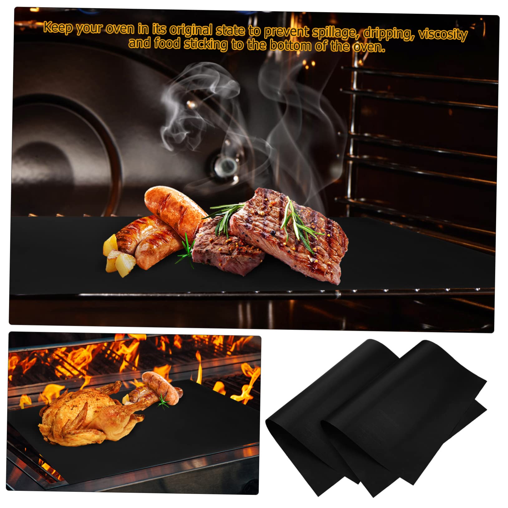 9piezas Estera De Parrilla Antiadherente Para Horno Tapete Resistente Al Calor Para Barbacoa De Tapetes Para Horno Reutilizables