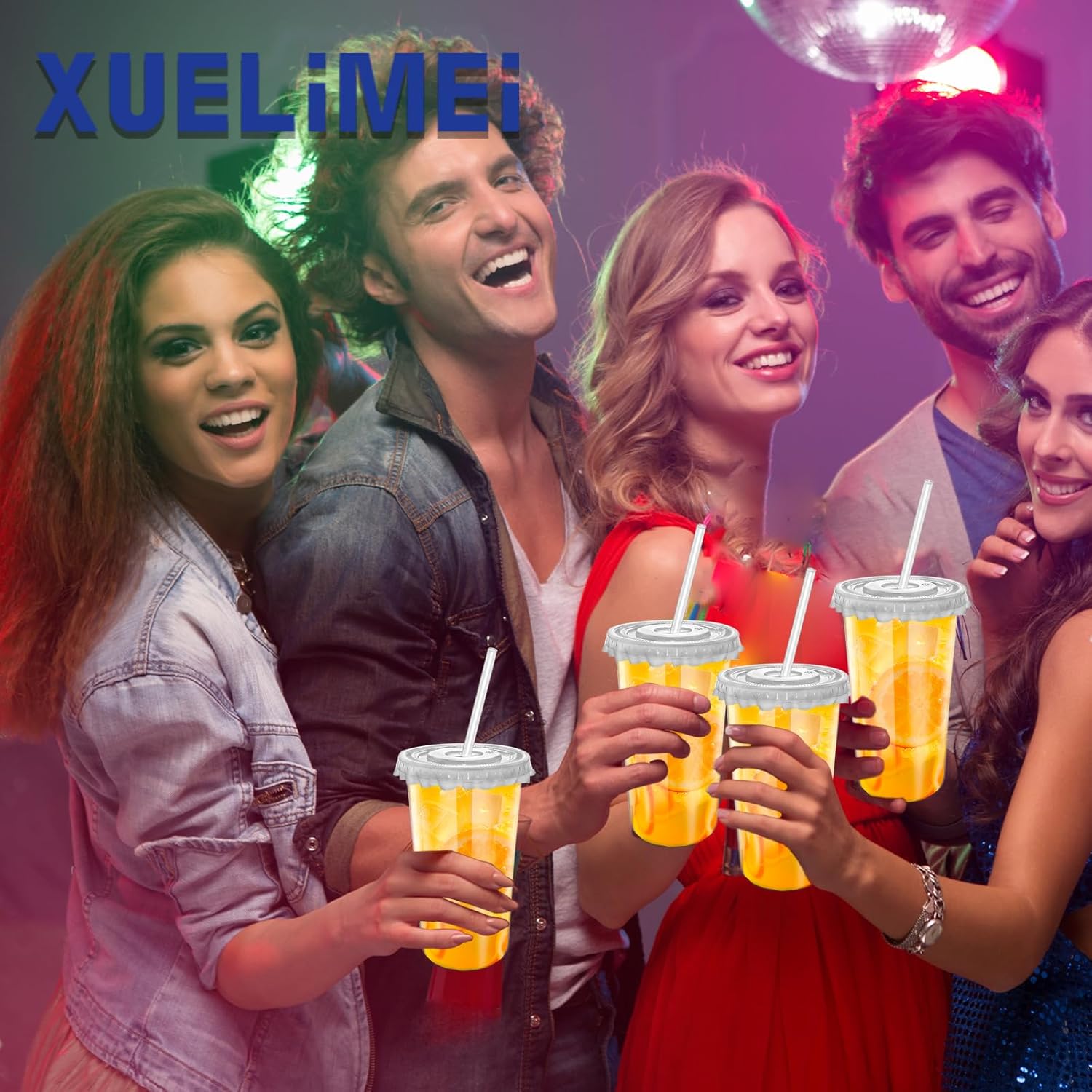 20oz Disposable Stemless Glasses with Flat Lids and Straws,PET Disposable Drinking Cups,Clear Plastic Wine Glasses for Parties Birthday,Wedding,Meeting,Christmas Party Supplies. (50, Transparent) - Image 6