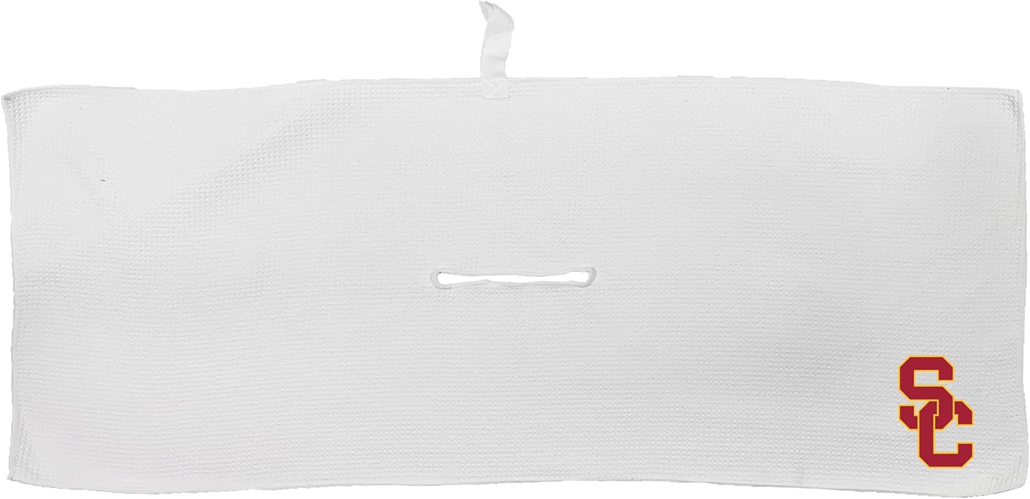 Team Golf NCAA NCAA Microfiber Towel - 16" X 40" (White) with Carabiner Clip, Premium Microfiber with Deep Waffle Pockets- Superior Water Absorption and Quick Dry Golf Cleaning Towel