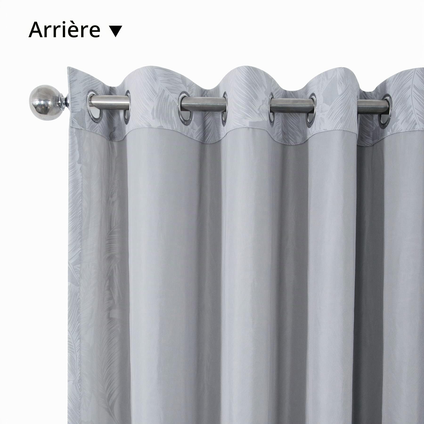 always4u Rideaux en Velours à Oeillets, Filtrage de la Lumière Isolation Thermique, Procédé de Laminage, Impression de Feuilles, pour Salon, Chambre à Coucher et Cuisine,2 Pièces,Argent,140x260cm
