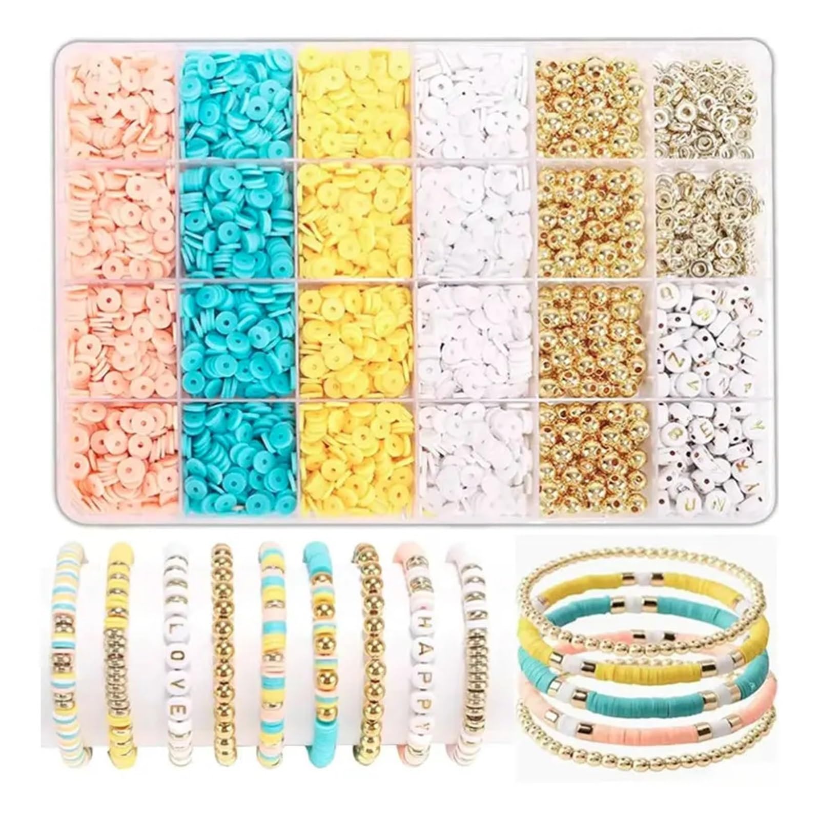 Senyoi DIY Beads kit 24-Color Clay Bead Bracelet Craft Kit(Beads Kit3)