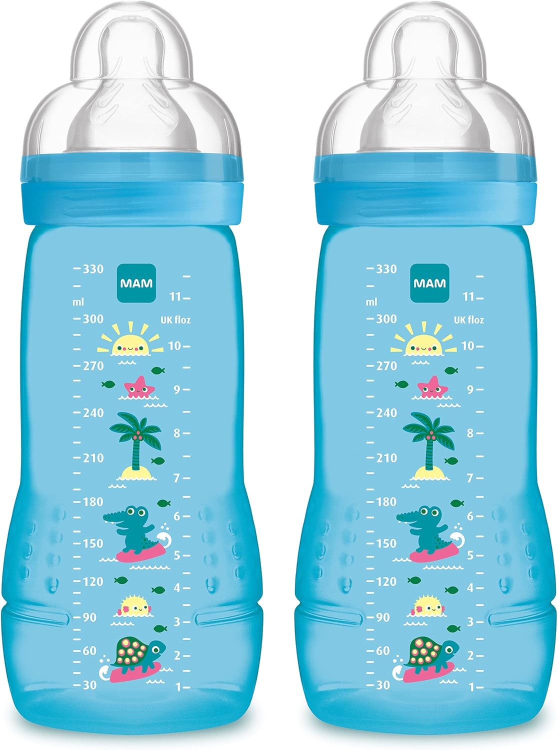 Mam Biberon Easy Active 2e Age Lot De 2 X 330 Ml 6 Mois Tetine Debit X Vitesse Ultra Rapide Bleu Amazon Fr Bebe Et Puericulture