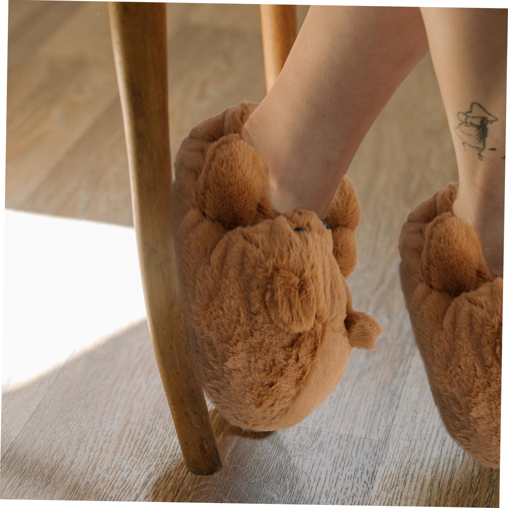 GALPADA Pantofole a Forma Di Orsacchiotto Pantofole Soffici Dei Cartoni Animati Pantofola Dell'orso Del Fumetto Pelose Da Casa Peluche Brown