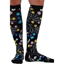 Cherokee Womens 10-15mmHg Compression Socks Fun Print Knee Highs with Light Support, Soft Feel - PRINTSUPPORT